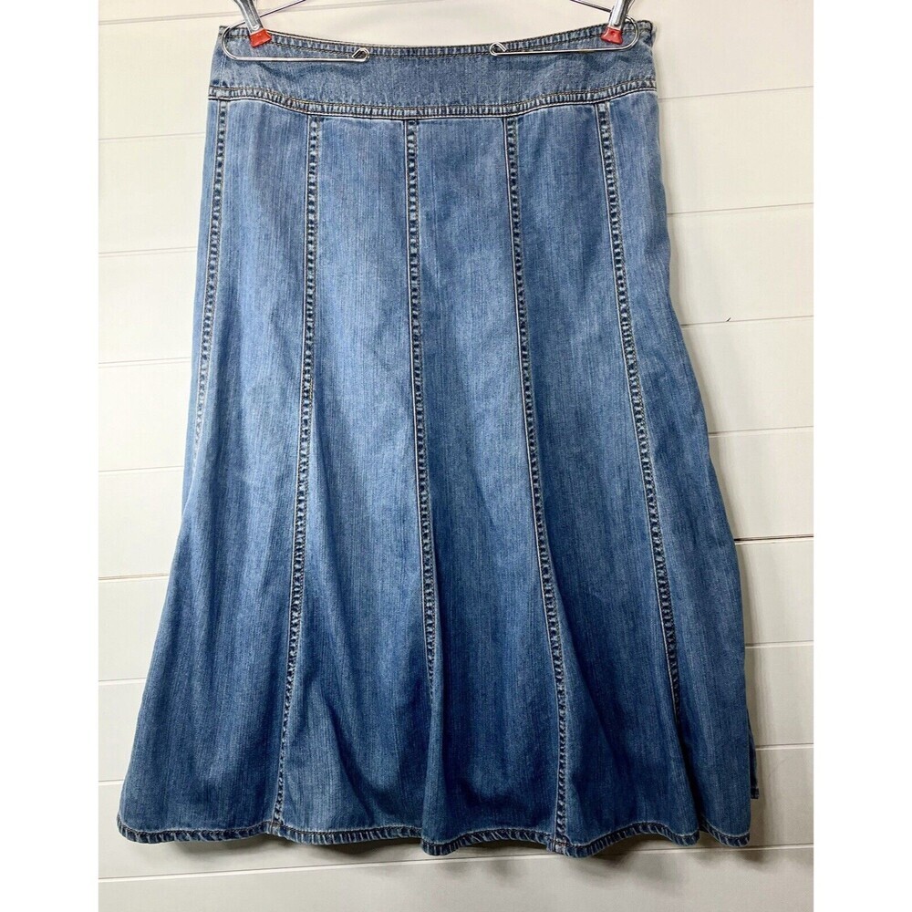 Liz Claiborne Vintage Zip Light Wash Jean Skirt Womens 8 Cowgirl Western Skater